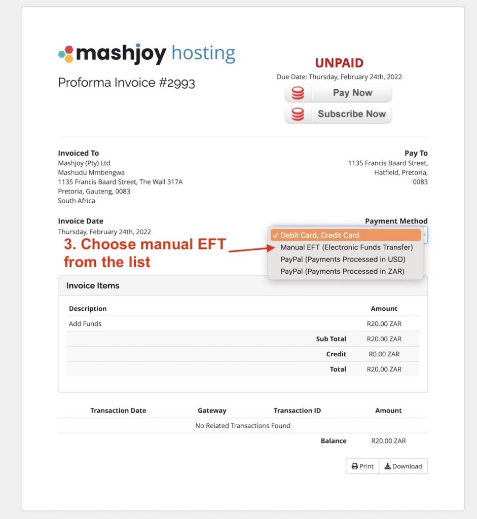 mashjoy banking details - how to pay for invoice 0